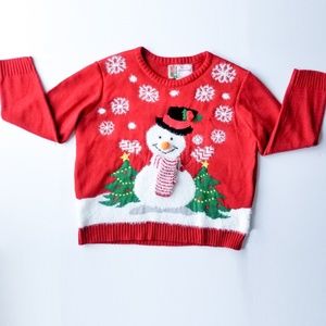 Women's Large Ugly Christmas Sweater Snowman